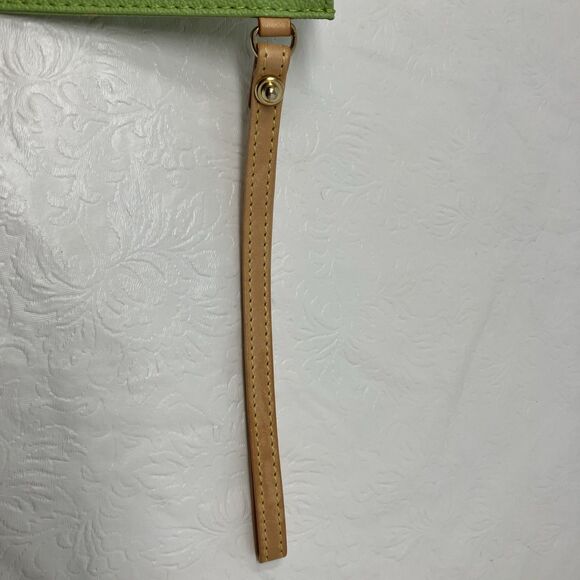 Dooney & Bourke Signature Monogram Leather Wristlet Keychain Wallet Lime Green - Picture 10 of 10